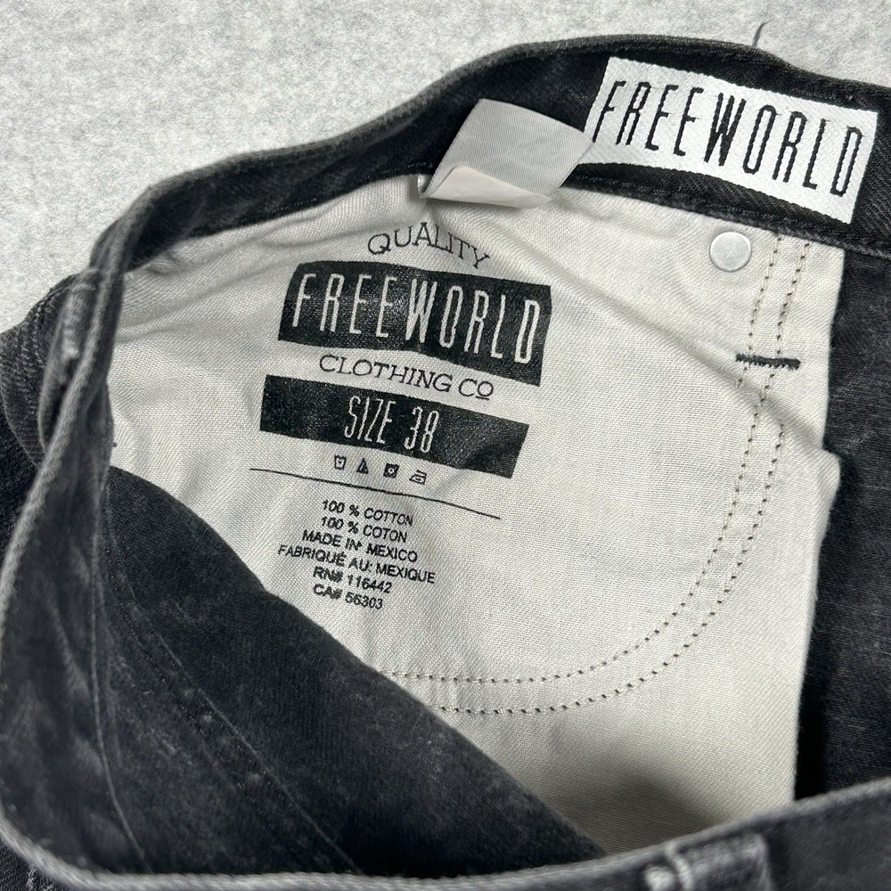 Free World Night‎ Train Black Jeans Mens 38x34 Regular Fit Denim Pants - Picture 5 of 8